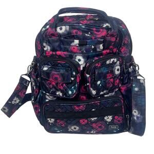 LUG Mini Puddle Jumper Bag Tropical Print Travel Crossbody Strap Tote Quilted